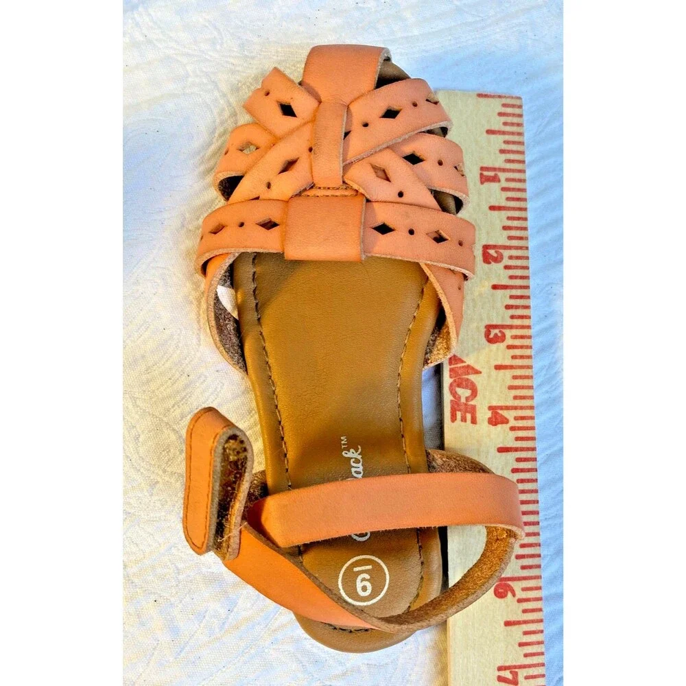 Cat & Jack Girls Elysia Closed Toe Ankle Strap Comfort Sandals Tan -Sz 9 Toddler